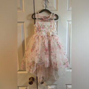 Lilt Floral Pink and White Kids Dress